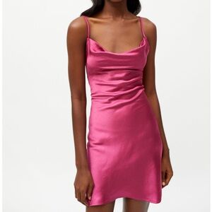 Urban Outfitters x Motel Light Pink Satin Tie-Back Dress